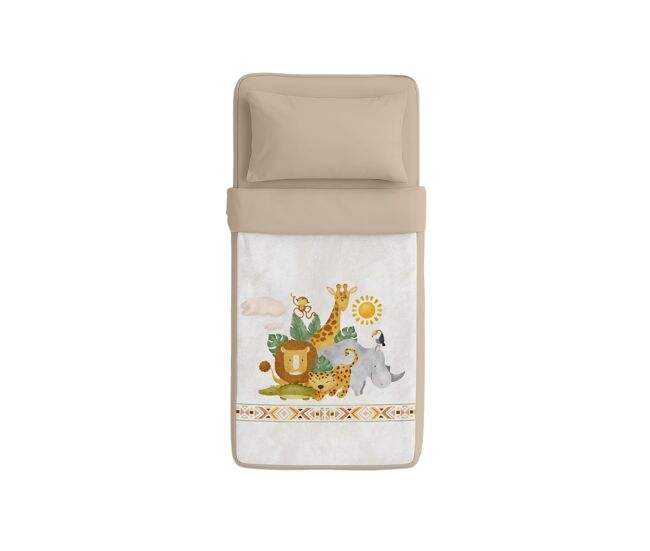 Naturals - saco nórdico estampado cama 90 - infantil - sin relleno - incluye 1 funda de almohada - 100% algodón - safari