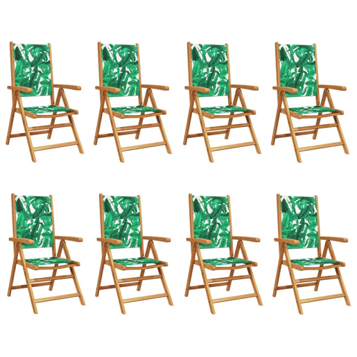 Cadeiras jardim - Cadeiras exterior reclin. 8 pcs tecidomadeira maciça verde
