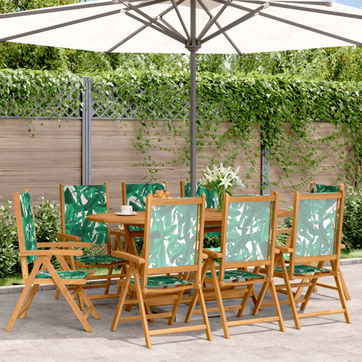 Cadeiras jardim - Cadeiras exterior reclin. 8 pcs tecidomadeira maciça verde