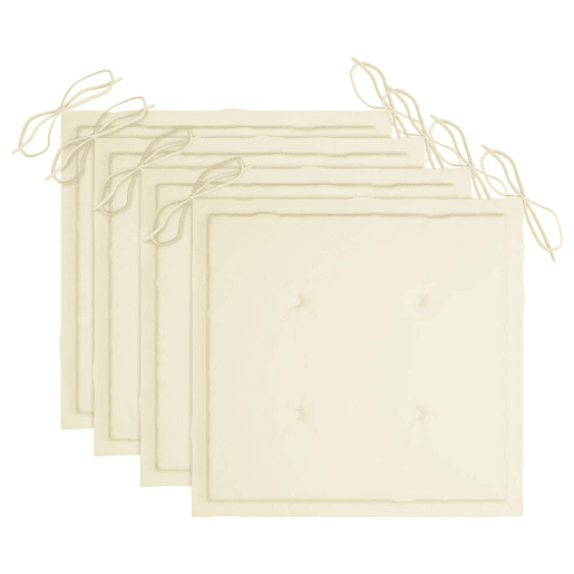 Cadeiras de jardim - Cadeiras de exterior c almofadões creme 3 pcs teca maciça