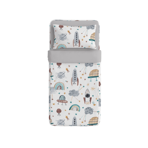 Naturals - Saco Nórdico Estampado Cama 90 - Infantil - Sem enchimento - Inclui 1 Fronha - 100% Algodão - ROCKET