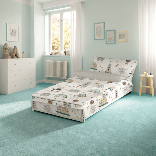 Naturals - Saco Nórdico Estampado Cama 90 - Infantil - Sem enchimento - Inclui 1 Fronha - 100% Algodão - ROCKET
