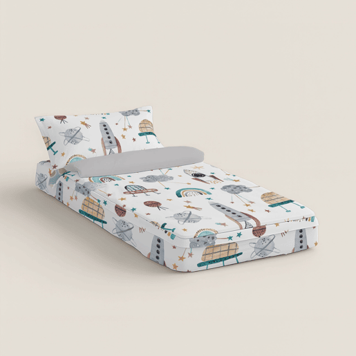 Naturals - Saco Nórdico Estampado Cama 90 - Infantil - Sem enchimento - Inclui 1 Fronha - 100% Algodão - ROCKET