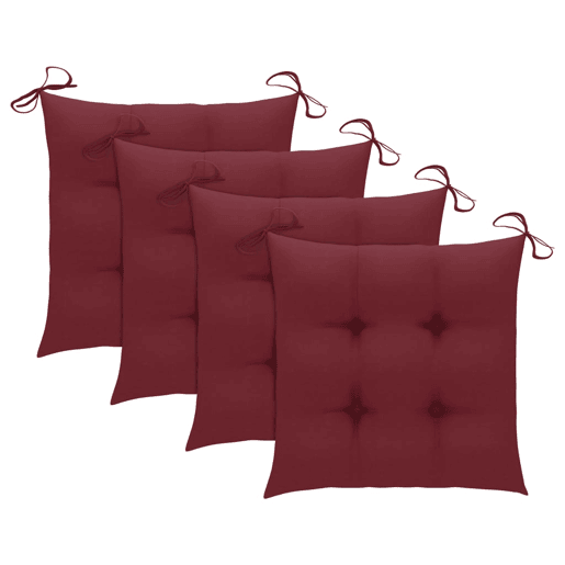 Cadeiras jardim - Cadeiras exterior c almofadões vermelho tinto 3 pcs teca maciça