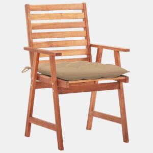 Cadeiras de jantar p jardim - Cadeiras de exterior 3 pcs c almofadões acácia maciça