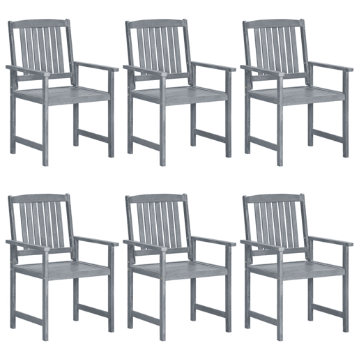 Cadeiras de jardim - Cadeiras de exterior c almofadões 6 pcs acácia maciça cinzento Cadeiras de jardim - Cadeiras de exterior c almofadões 6 pcs acácia maciça cinzento