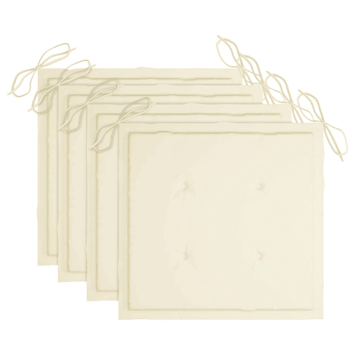Cadeiras de jardim - Cadeiras de exterior c almofadões creme 4 pcs teca maciça