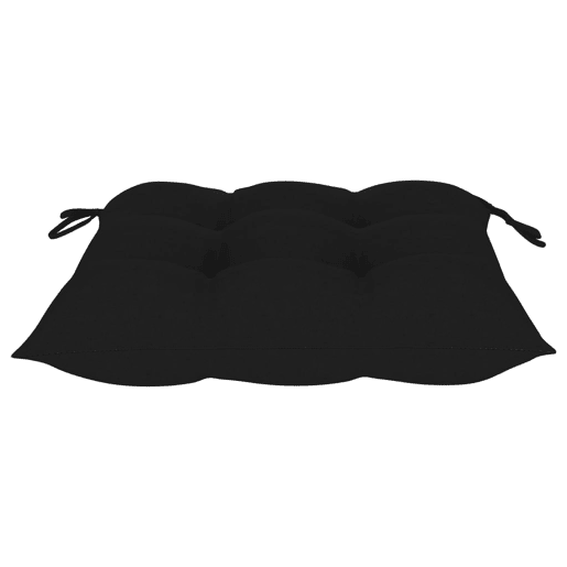 Cadeiras de jardim - Cadeiras de exterior c almofadões pretos 3 pcs teca maciça