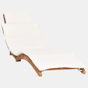 Espreguiçadeira espreguiçadeira espreguiçadeira jardim cama terraço mobiliário de exterior dobrável com almofada branca creme madeira teca 02_0012835