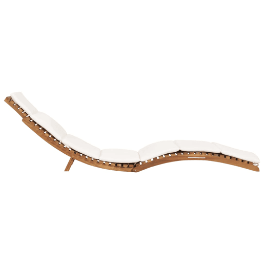 Espreguiçadeira espreguiçadeira espreguiçadeira jardim cama terraço mobiliário de exterior dobrável com almofada branca creme madeira teca 02_0012835