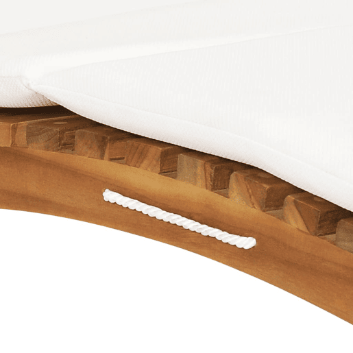 Espreguiçadeira espreguiçadeira espreguiçadeira jardim cama terraço mobiliário de exterior dobrável com almofada branca creme madeira teca 02_0012835