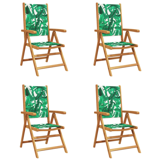Cadeiras jardim - Cadeiras exterior reclin. 4 pcs tecidomadeira maciça verde