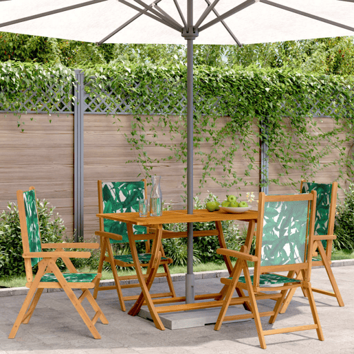 Cadeiras jardim - Cadeiras exterior reclin. 4 pcs tecidomadeira maciça verde