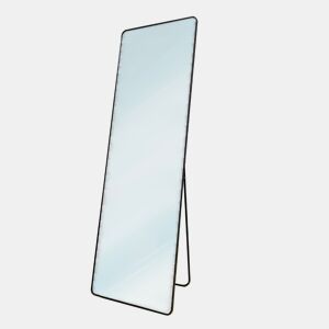 Espelho de Pé Metálico Metal Square Edge Max | Corpo inteiro preto com suporte de chão | Suporte de parede