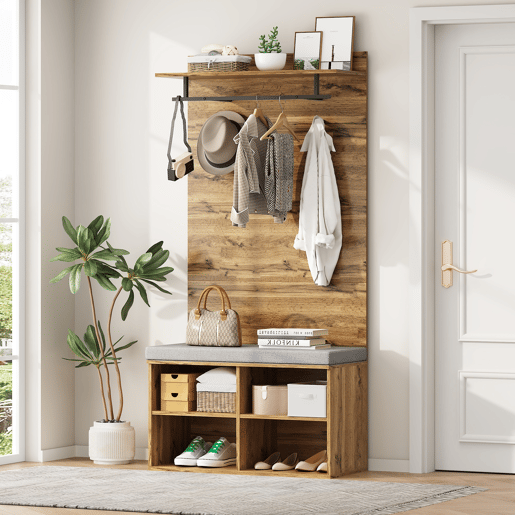 Móvel de entrada de painel de partículas com sapateira,natural