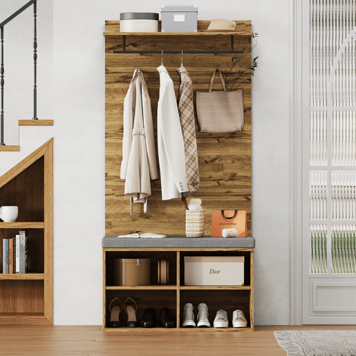 Móvel de entrada de painel de partículas com sapateira,natural