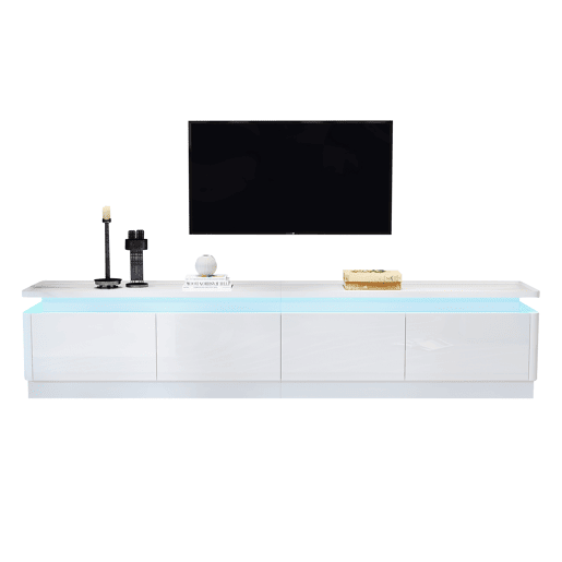 Móvel de TV 180 cm de painel de partículas com 4 gavetas e luz led,branco