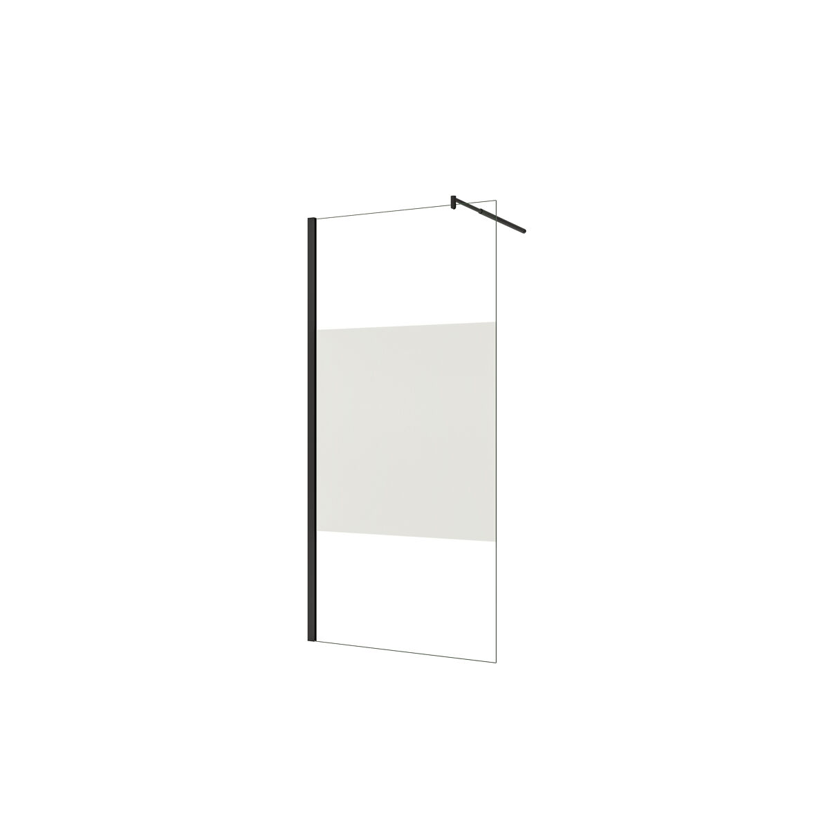 Mampara de ducha fija serigrafiado central vidrio 8mm con película de seguridad a prueba de explosiones (68-70)x200cm con barra negra mate 70-120cm