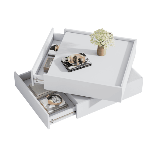 Mesa de centro giratória quadrada de painel de partículas,branco