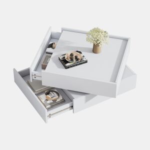 Mesa de centro giratória quadrada de painel de partÃculas,branco