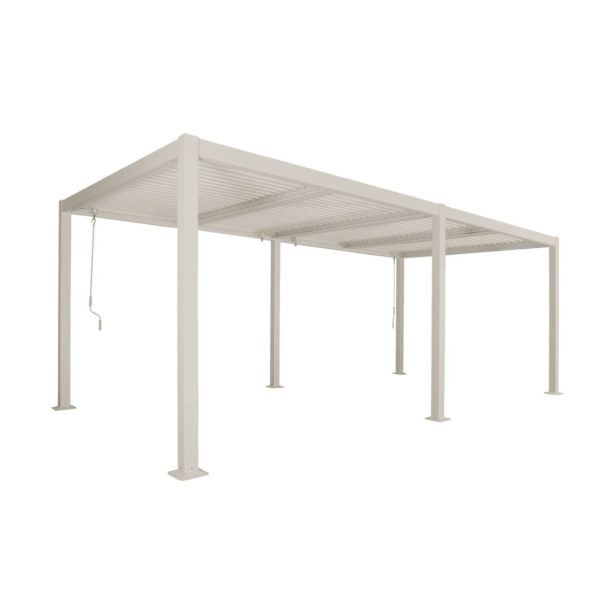 Pérgola bioclimática 3x6m de aluminio y acero con lamas orientables beige - 574x292x231 cm