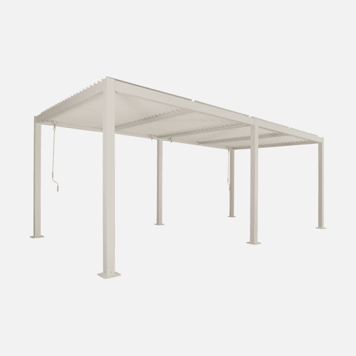 Pérgola bioclimática 3x6m alumínio e aço lâminas orientáveis , Palace 3x6m, Beige, 574x292x231 cm