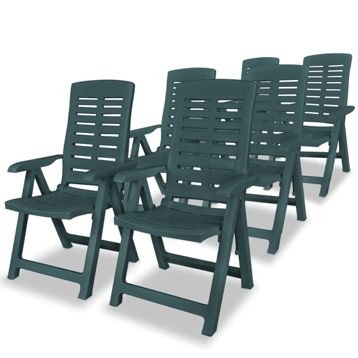 Cadeiras de jardim - Cadeiras de exterior reclináveis 6 pcs plástico verde