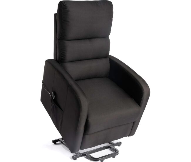Sillón Relax Eléctrico Confort, ELEVABLE RECLINABLE, Levanta Personas, Tela Poliester 100% (Negro)
