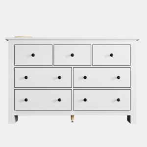 Cômoda dupla de painel de partículas com 7 gavetas,branco