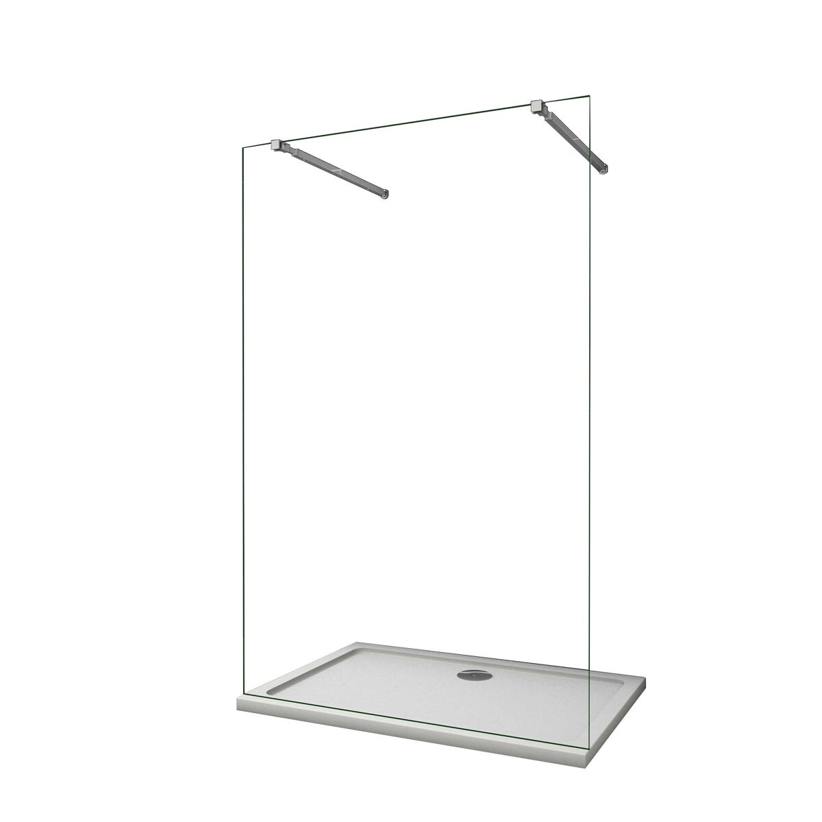 Mampara de ducha fija 1 hoja vidrio antical 10mm 87x200cm con dos barras ajustables 73-120cm