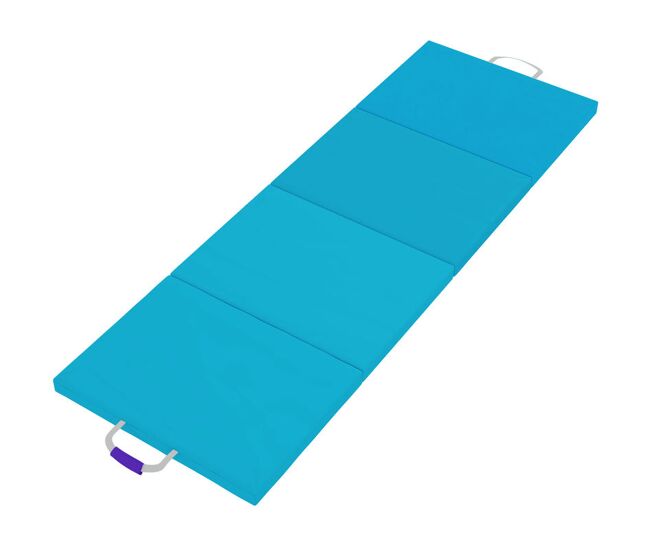Sportnow colchoneta gimnasia plegable de grosor de 5 cm, tapete de ejercicio con asas de transporte, bolsa, esterilla de gimnasia para yoga, aeróbic, artes marciales, azul claro y morado oscuro