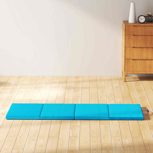 SPORTNOW Tapete de Ginástica Dobrável com Espessura de 5 cm Tapete de Exercício com Pegas de Transporte e Bolsa Tapete de Ginástica para Yoga Aeróbica Artes Marciais 180x60x5 cm Azul e Roxo