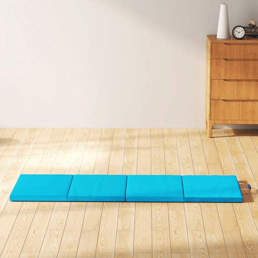 SPORTNOW Tapete de Ginástica Dobrável com Espessura de 5 cm Tapete de Exercício com Pegas de Transporte e Bolsa Tapete de Ginástica para Yoga Aeróbica Artes Marciais 180x60x5 cm Azul e Roxo