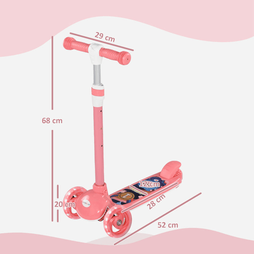 AIYPLAY Trotinete para Crianças de 2-6 Anos Trotinete Infantil Dobrável Trotinete com 3 Rodas LED Altura Ajustável Carga 25 kg 52x29x63-76 cm Rosa