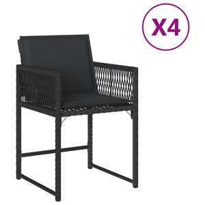 Cadeiras de jardim - Cadeiras de exterior com almofadões 4 pcs vime PE preto