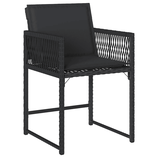 Cadeiras de jardim - Cadeiras de exterior com almofadões 4 pcs vime PE preto