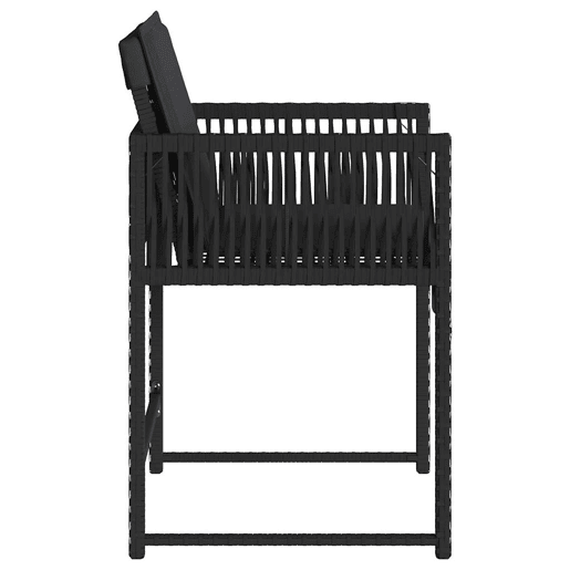 Cadeiras de jardim - Cadeiras de exterior com almofadões 4 pcs vime PE preto