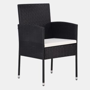 Cadeiras de jardim - Cadeiras de exterior c almofadões branco nata 4pcs vime PE preto