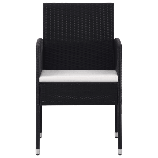 Cadeiras de jardim - Cadeiras de exterior c almofadões branco nata 4pcs vime PE preto