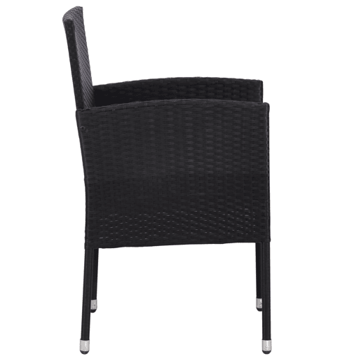 Cadeiras de jardim - Cadeiras de exterior c almofadões branco nata 4pcs vime PE preto