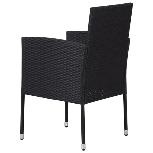 Cadeiras de jardim - Cadeiras de exterior c almofadões branco nata 4pcs vime PE preto