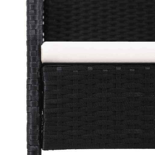 Cadeiras de jardim - Cadeiras de exterior c almofadões branco nata 4pcs vime PE preto