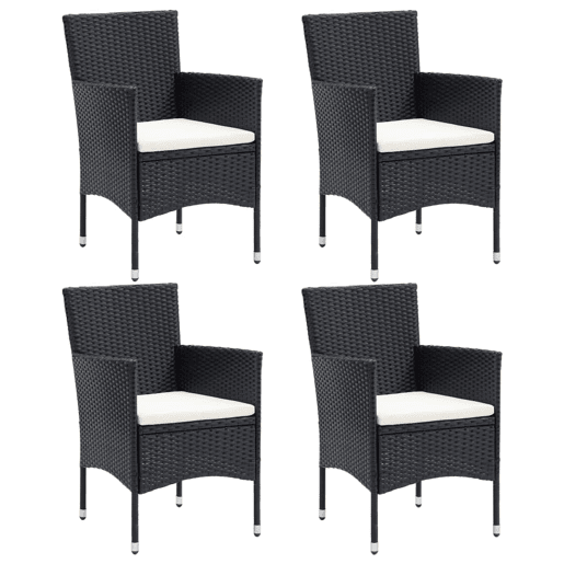 Cadeiras de jantar para jardim - Cadeiras de exterior 4 pcs vime PE preto