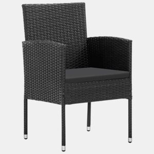 Cadeiras de jardim - Cadeiras de exterior com almofadões pretos 4 pcs vime PE preto