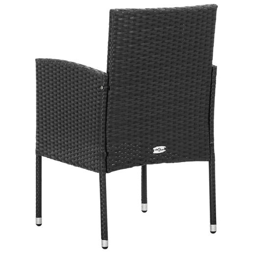 Cadeiras de jardim - Cadeiras de exterior com almofadões pretos 4 pcs vime PE preto Cadeiras de jardim - Cadeiras de exterior com almofadões pretos 4 pcs vime PE preto