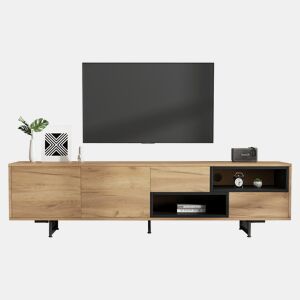 Móvel de TV 173 cm de painel de partículas com 2 portas e 2 gavetas,natural