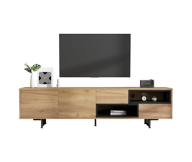 Mueble TV 173 cm de panel de partículas con 2 puertas y 2 cajones,natural