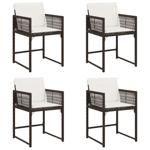 Cadeiras de jardim - Cadeiras de exterior com almofadões 4 pcs vime PE castanho