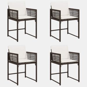 Cadeiras de jardim - Cadeiras de exterior com almofadões 4 pcs vime PE castanho