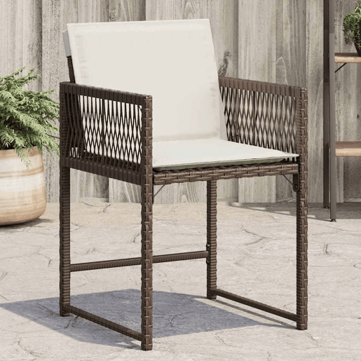 Cadeiras de jardim - Cadeiras de exterior com almofadões 4 pcs vime PE castanho